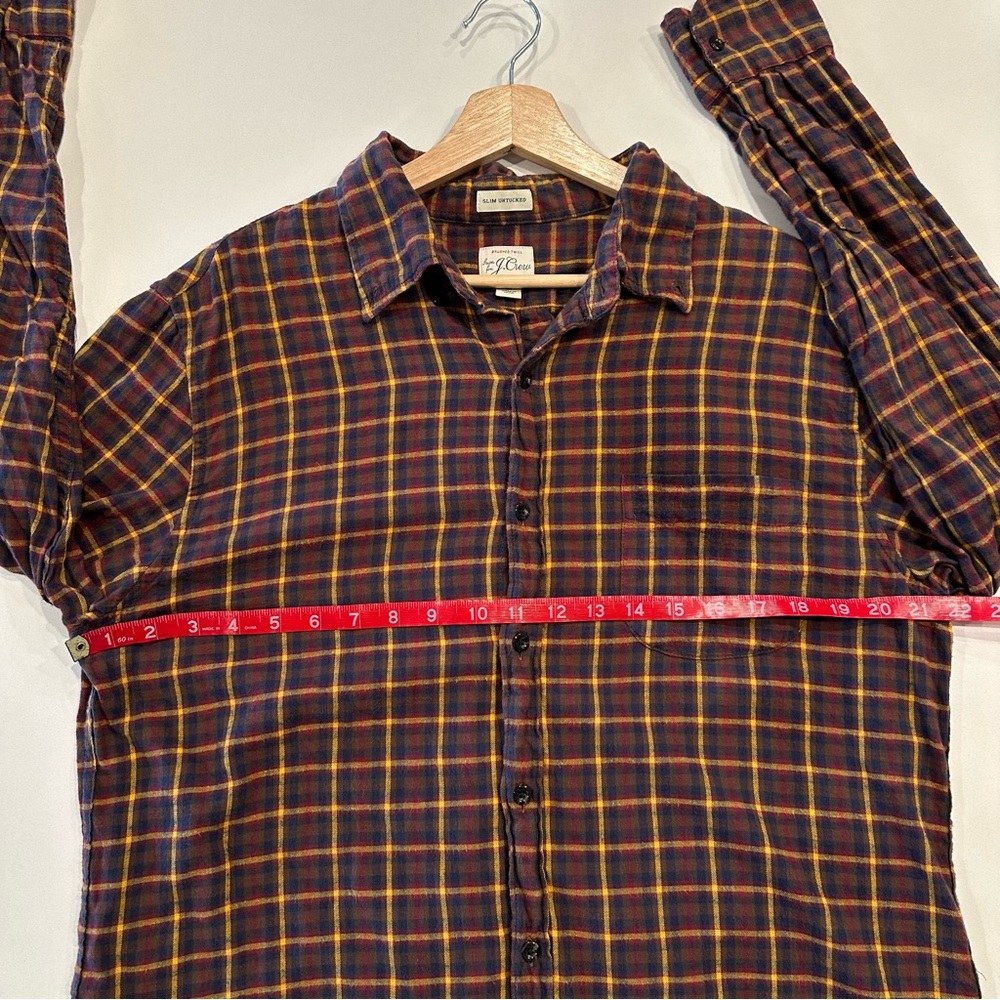 J. Crew Brown and Yellow Plaid Flannel Shirt Size Large - Picture 4 of 7